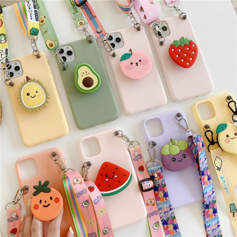 Colorful 3D Fruit Case with Strap for iPhone