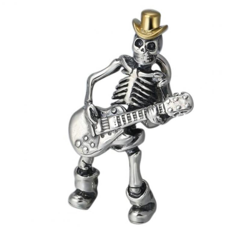 Skeleton Playing Guitar Necklace