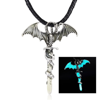 Dragon Glow In Dark Pendant Rope Necklace