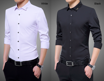 Mens Shirt with Embroidered Collar