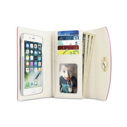 Premium Vegan Leather Cell Phone Stand Case and Wallet Clutch