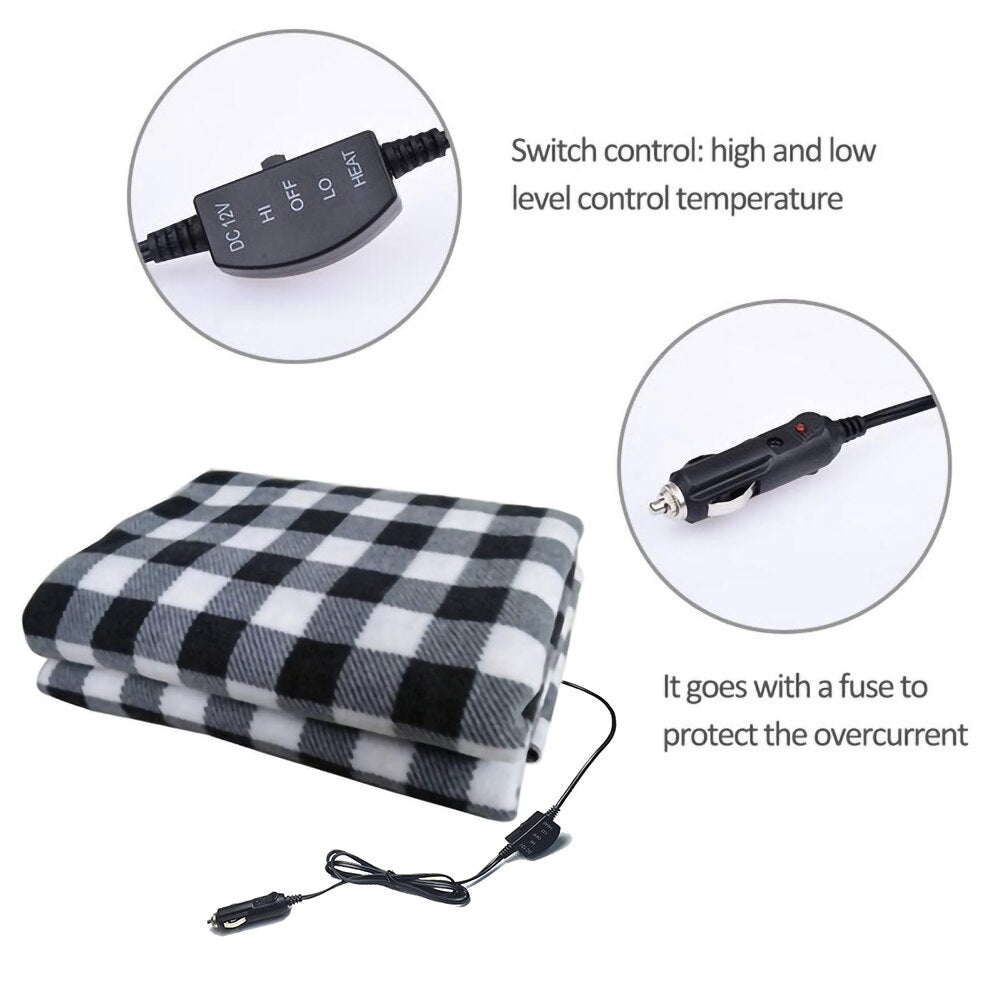 Electric Warming Fleece Throw Blanket for Car