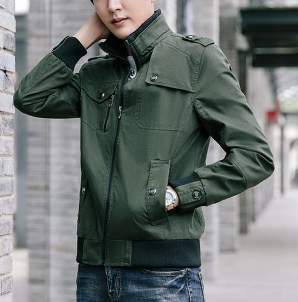 Mens Military Style Jacket with Faux Fur Lining