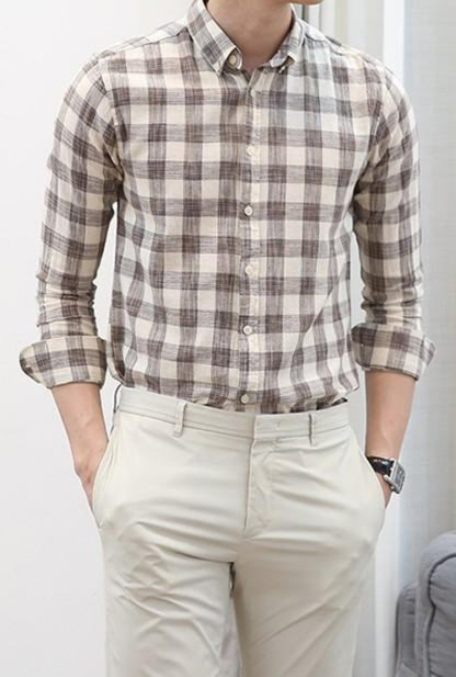 Mens Long Sleeve Red Checkered Shirt