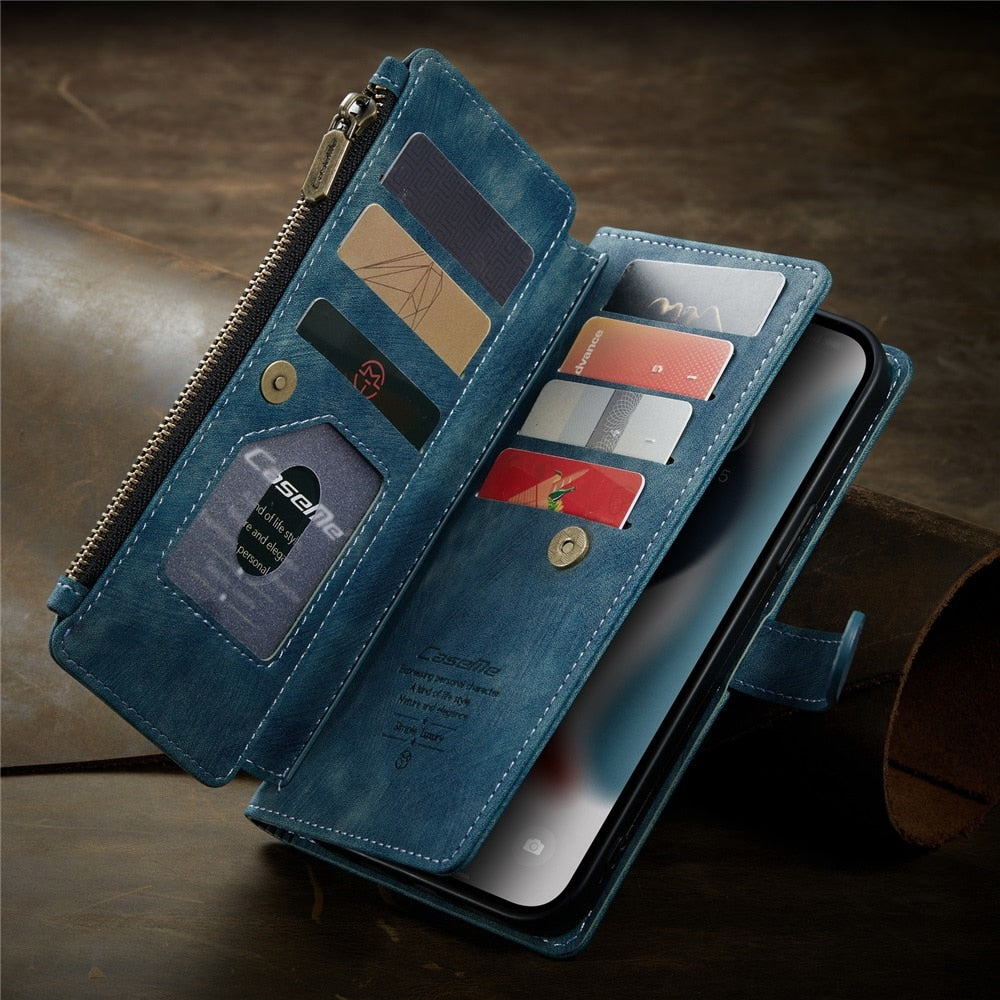 Vegan Leather Premium Wallet Case for iPhone 7 to 14 Series