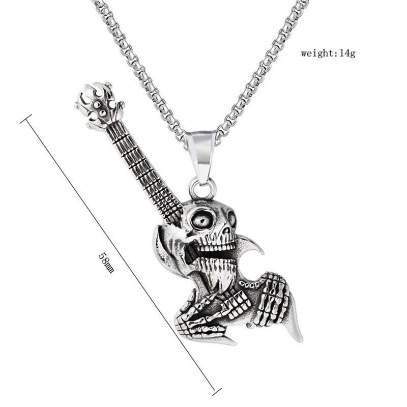 Gothic Skull Guitar Necklace