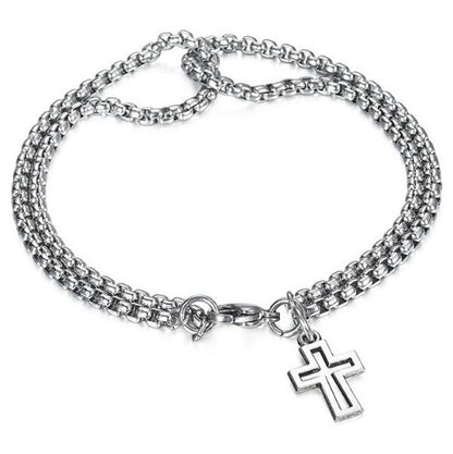 Layered Chain Bracelet With Cross