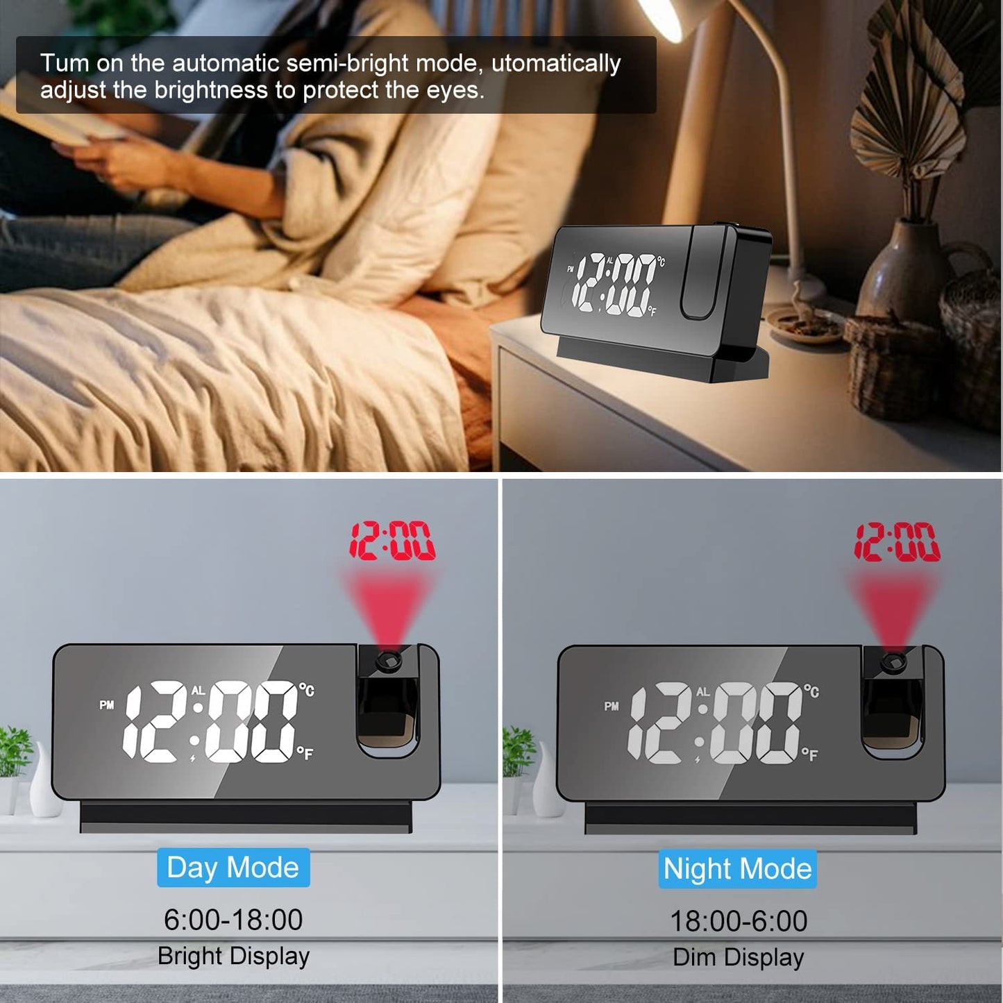 Adjustable LED Digital Projection Alarm Clock