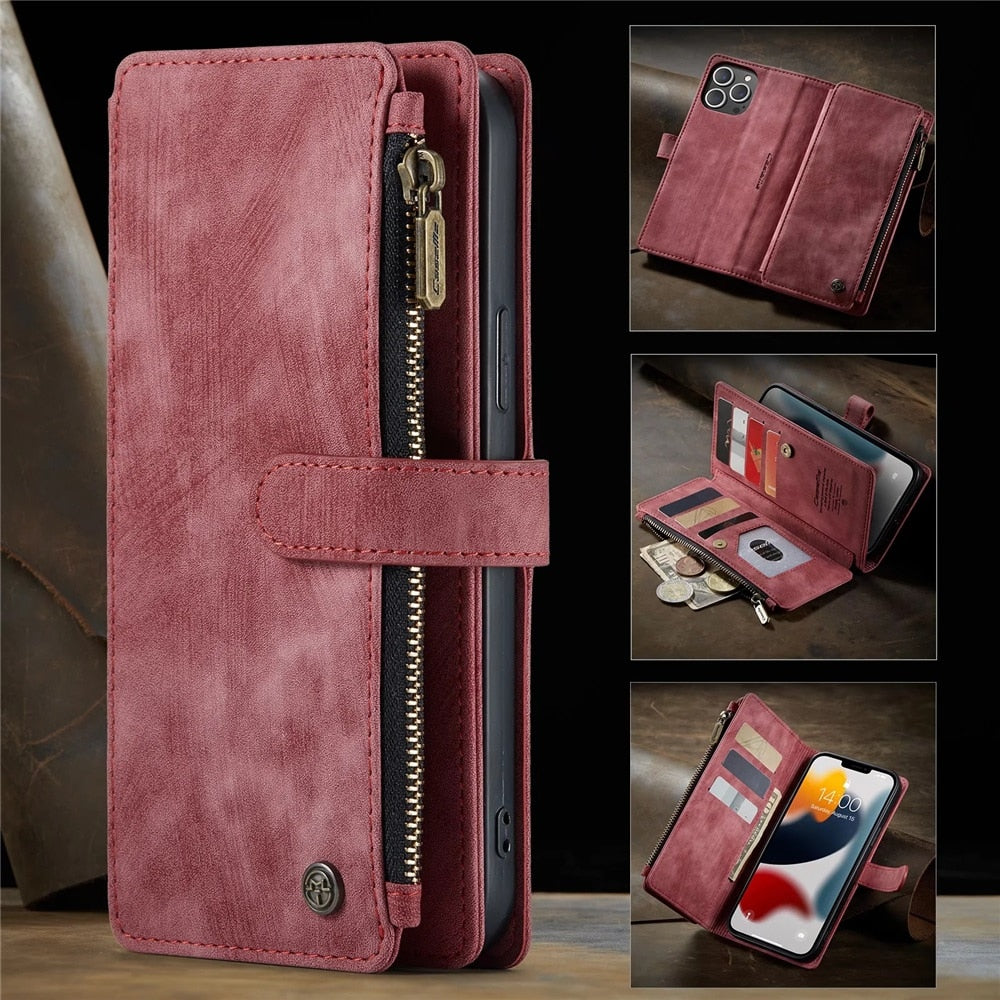 Vegan Leather Premium Wallet Case for iPhone 7 to 14 Series