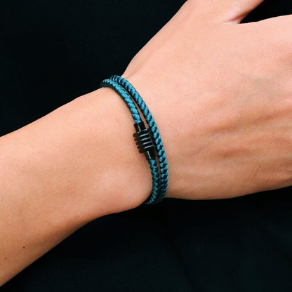 Layered Look Rope Style Bracelet With Magnetic Buckle