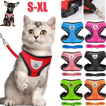 Adjustable and Breathable Cat Dog Harness with Lead Leash