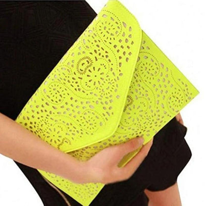 Laser Cut Clutch with Chain by Coseey