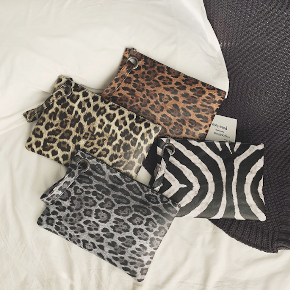 Womens Leopard Print Vegan Leather Clutch Envelope Bag