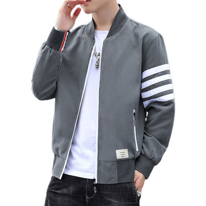 Mens Bomber Jacket With Striped Sleeves