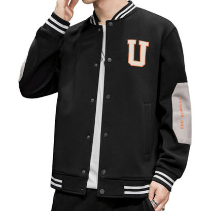 Mens Letterman Jacket with Elbow Patches