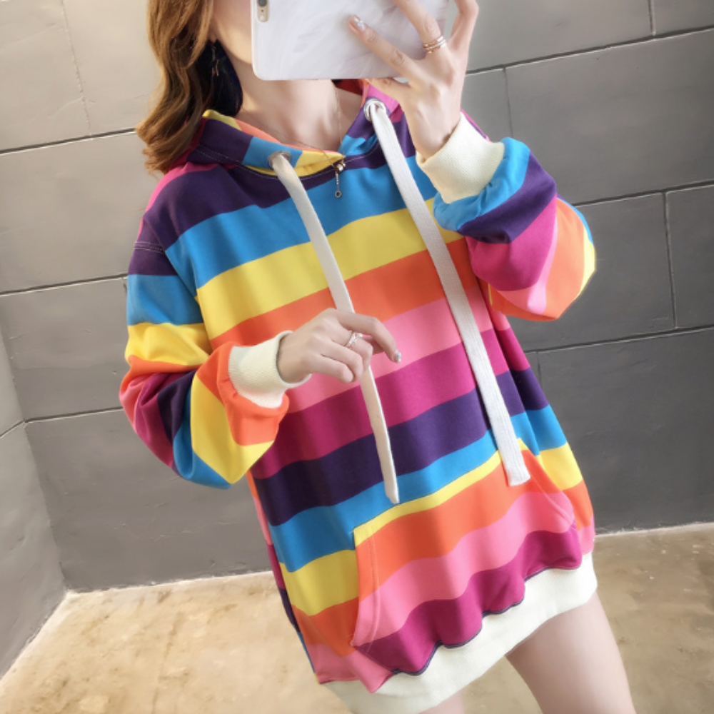 Womens Color Block Hooded Sweater