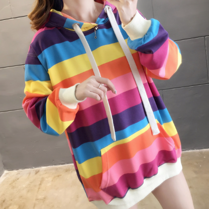 Womens Color Block Hooded Sweater
