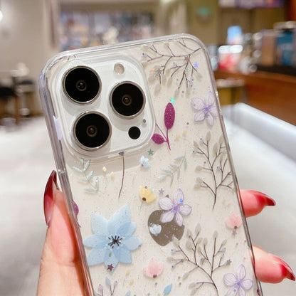 Blue Flowers Sparkly Case for iPhone