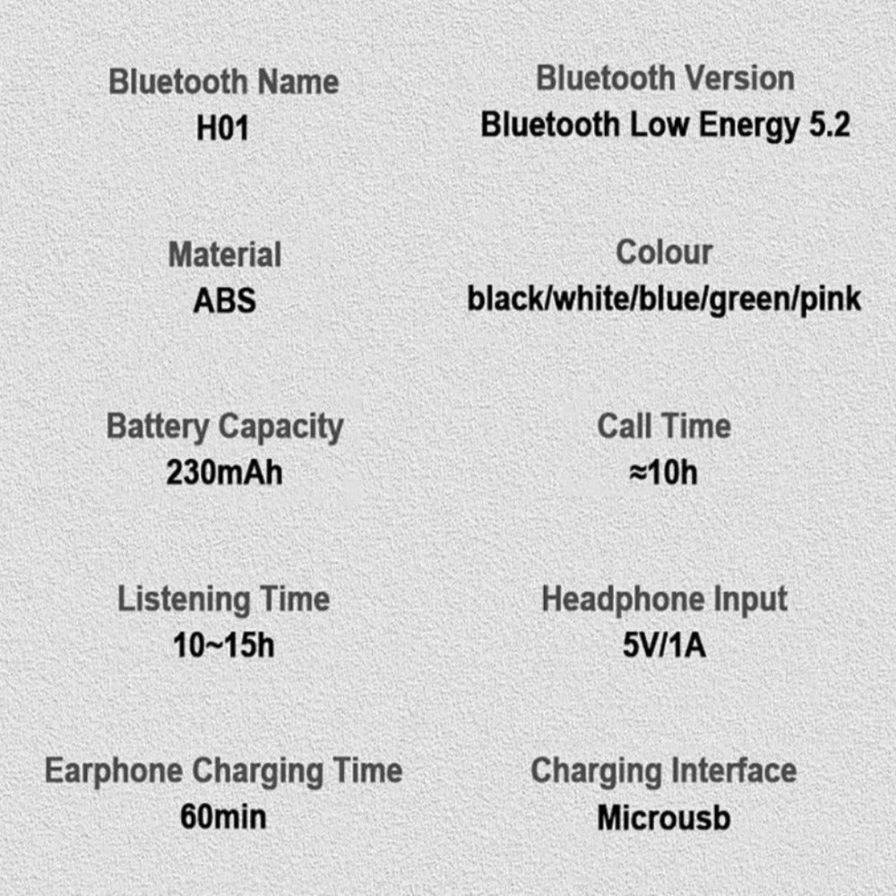 True Wireless Bluetooth 5.2 Single Earbud with Microphone