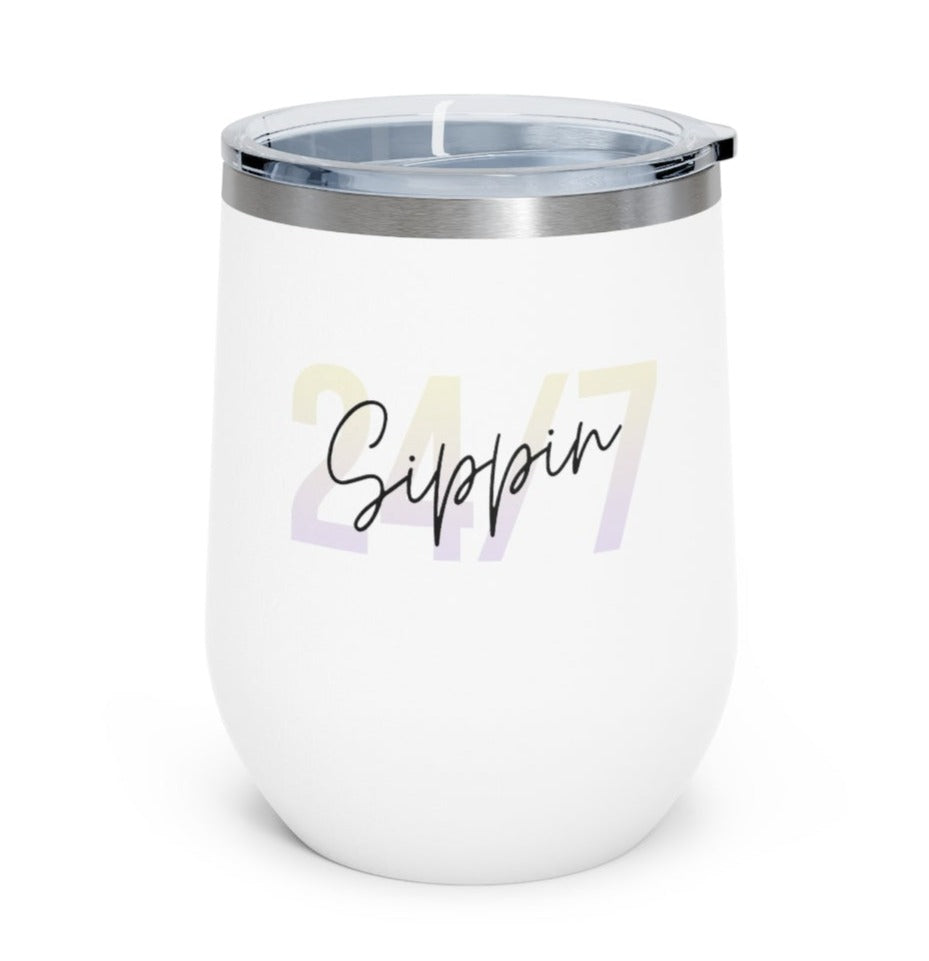 Sippin Insulated Wine Tumbler 12oz for Hot or Cold Liquid