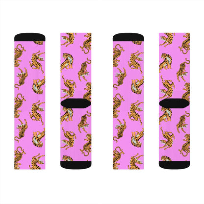 Tiger Fun Novelty Socks Pink