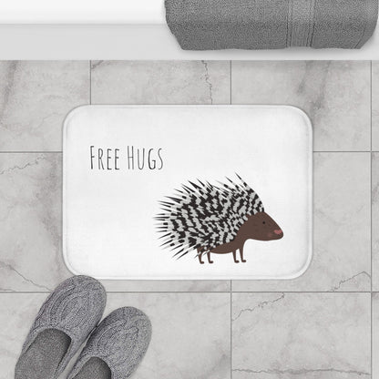 Porcupine Offering Hugs Funny Bath Mat