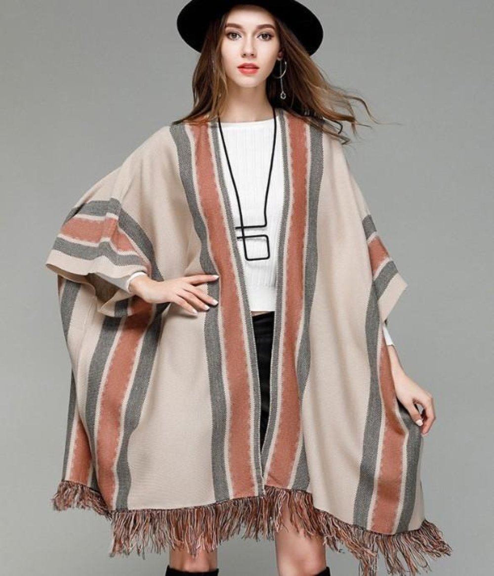Womens Batwing Open Front Poncho Cape