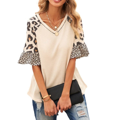 Womens Leopard Print Sleeve Top