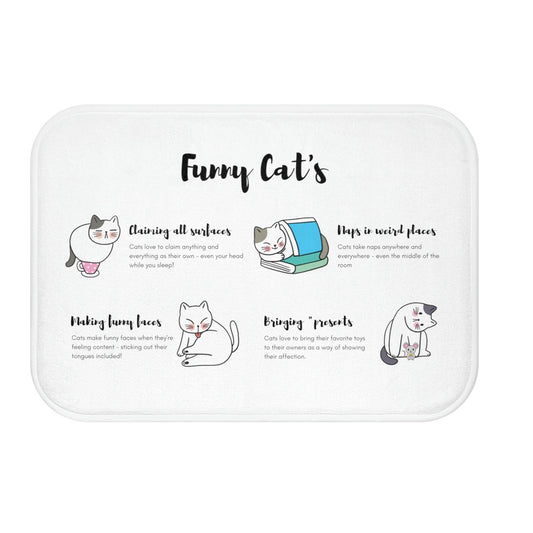 Funny Cats Behaviors Bath Mat