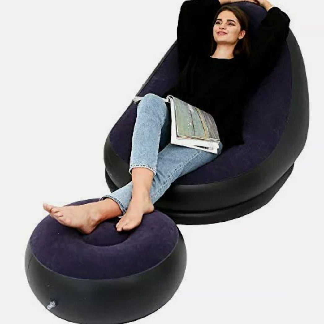 Inflatable Chair with Foot Rest Bean Bag Couch Set Large