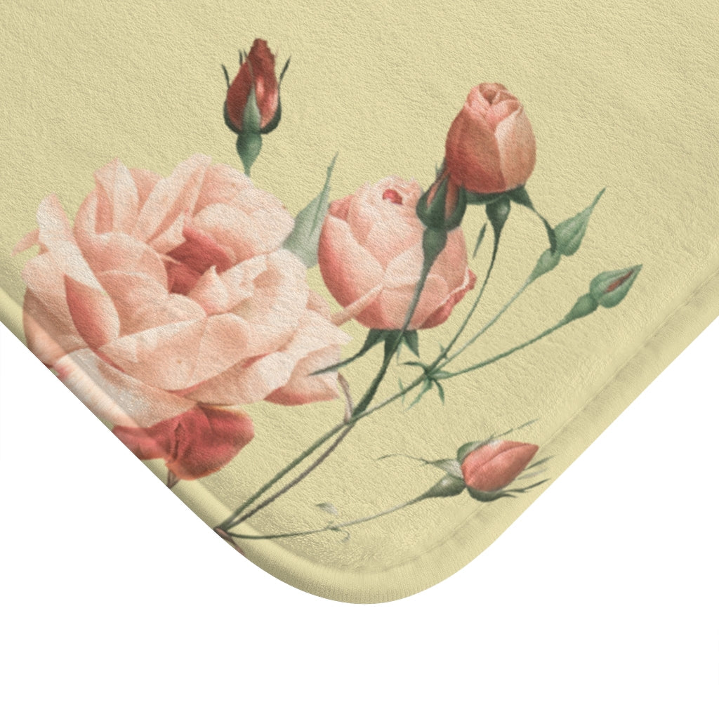 Romantic Floral Print Bath Mat Home Accents