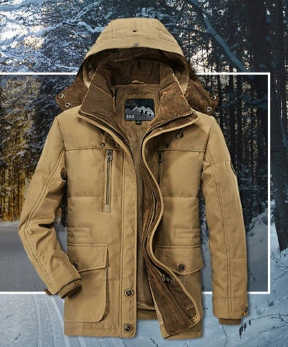 Mens Hooded Winter Parka Coat with Inner Fleece