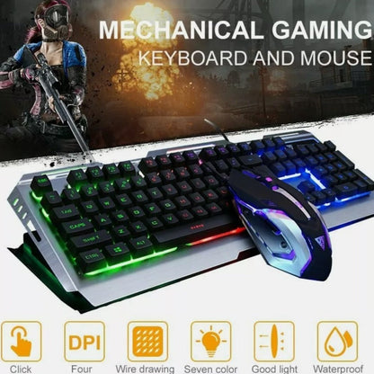 Ninja Dragon Metallic Silver Mechanical Gaming Keyboard and Mouse Set