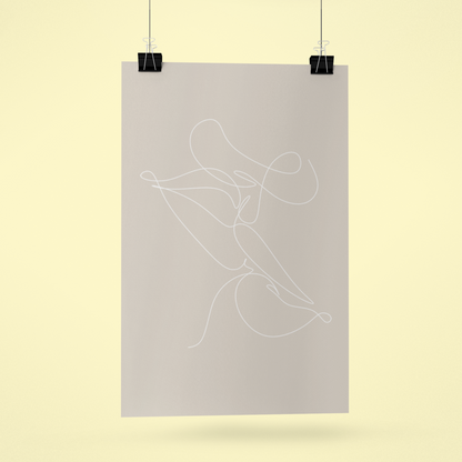 Kissing Outline Abstract Art Poster