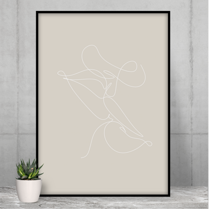 Kissing Outline Abstract Art Poster