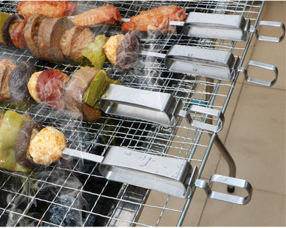 BBQ Stainless Steel Skewer Sticks for Meat and Vegetables - 6 Pcs