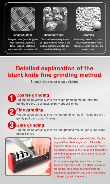 Knife Sharpener 3 Stage Handheld Professional Sharpening System