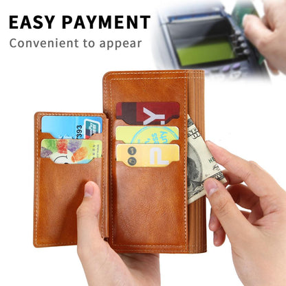 Zipper Wallet Flip Case For iPhone X to 14 Series With Wireless Charging Support