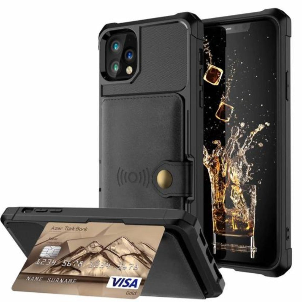 360 Protection Magnetic Leather Wallet Armor Case for iPhone