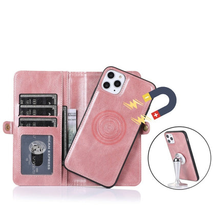 Vegan Leather Magnetic Card Holder Wallet Case with Strap for iPhone X to 14 Series