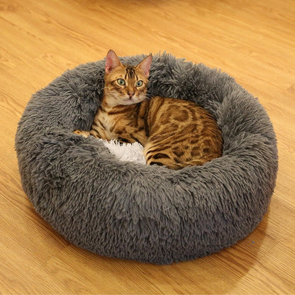 Pet Ultra Soft Long Plush Round Bed