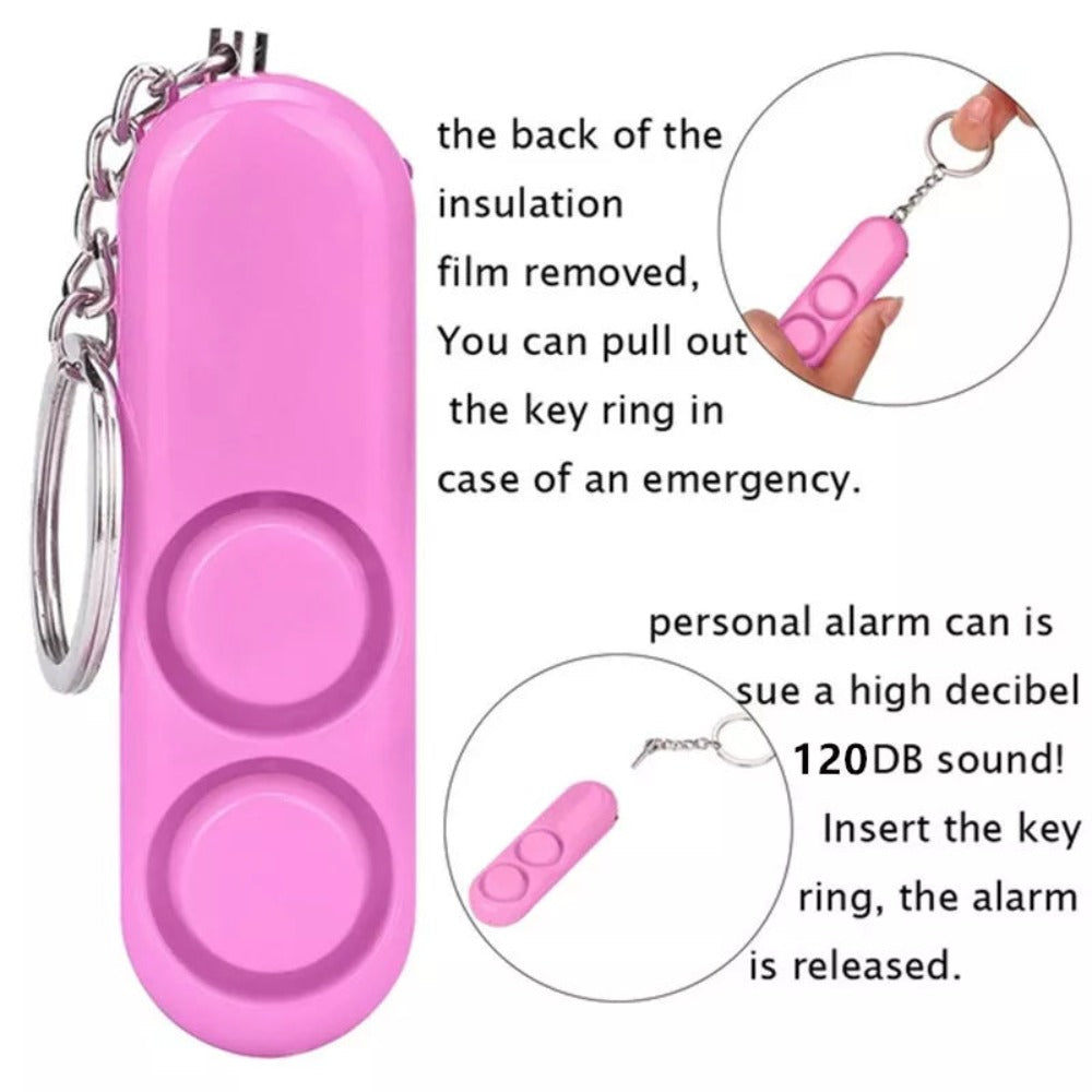 2 Pcs 120dB Self Defense Dual Speaker Extra Loud Personal Safety Alarm Keychain