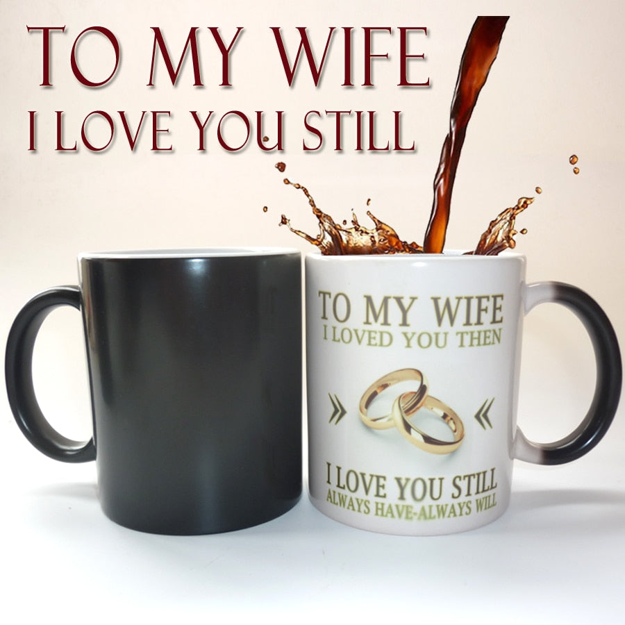 Wedding Anniversary Gift Idea Color Changing Heat Sensitive Magical Ceramic Mug