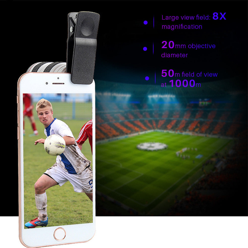 Dragon 8X HD Optical Zoom Smartphone Lens with Universal Mobile Phone Clip