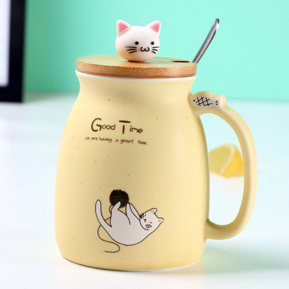 Adorable Cat Cartoon Ceramic Coffee Mug