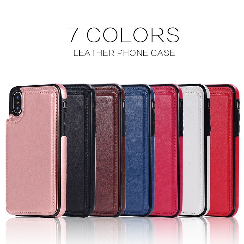 Luxury Leather Wallet Card Holder Case for iPhone 7, 7Plus, 8, 8Plus, X, XR, XS, XS MAX