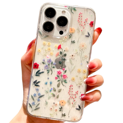 Long Stem Flower Sparkly Design Soft Silicone Case for iPhone
