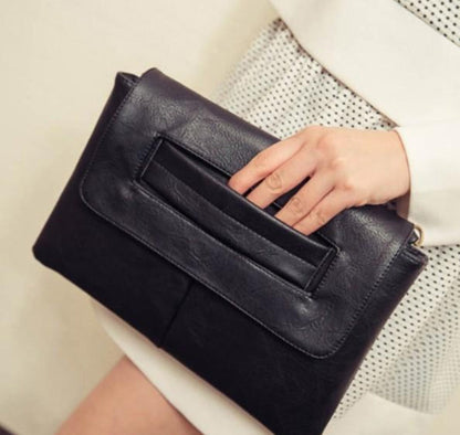 Womens Faux Leather Envelope Clutch Bag