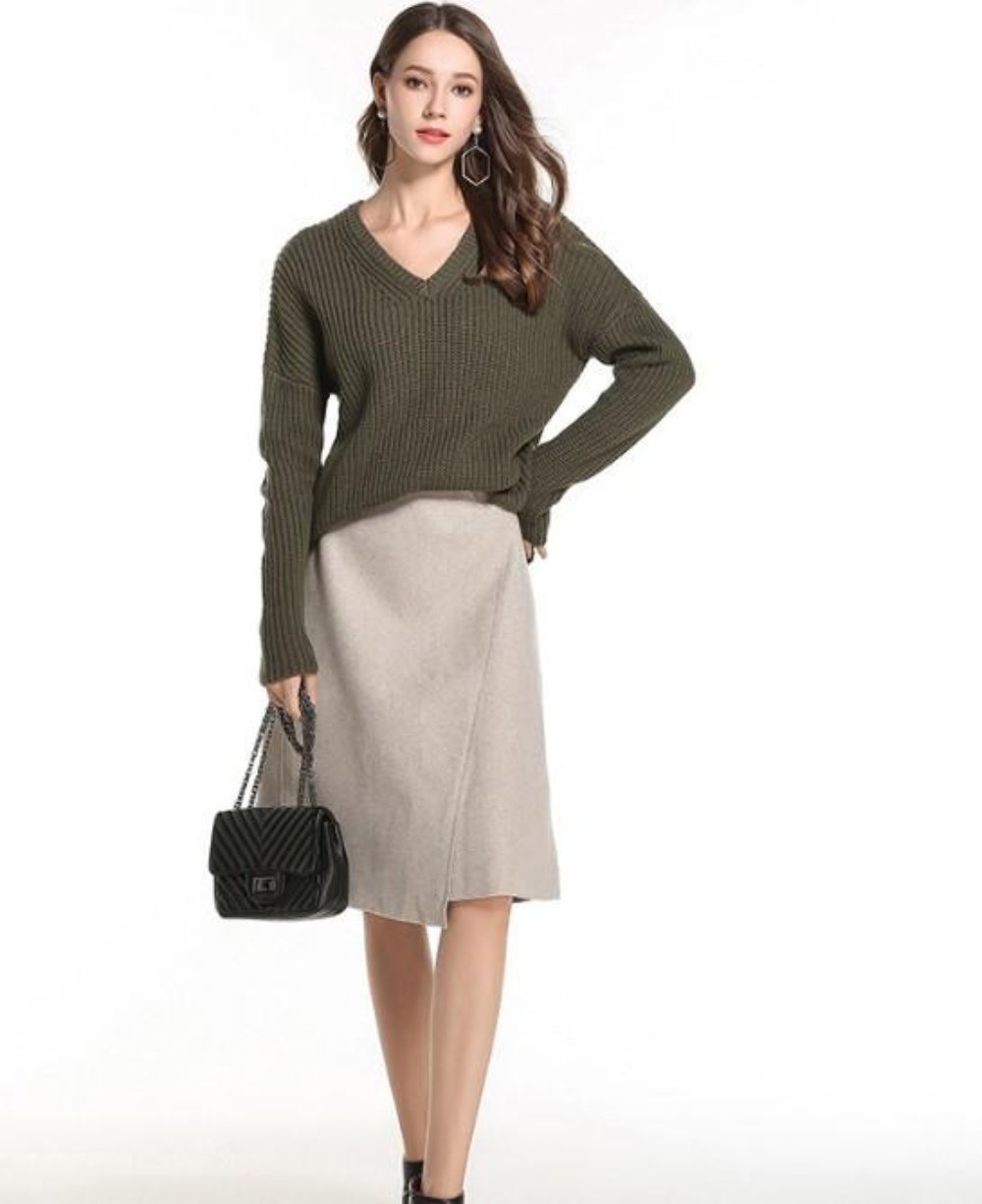 Womens Casual V Neck Sweater