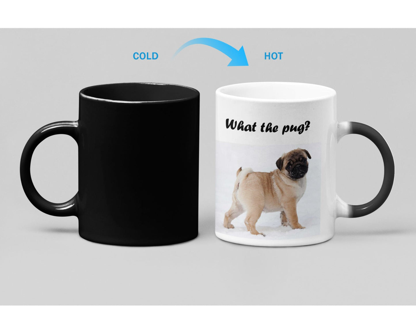 What The Pug Adorable Pug Heat Sensitive Color Changing Coffee Mug